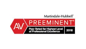 Martindale-Hubbell | AV Preeminent | Peer Rated For Highest Level of Professional Excellence | 2018